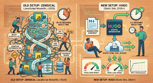 Por qué he pasado de Zensical a Hugo